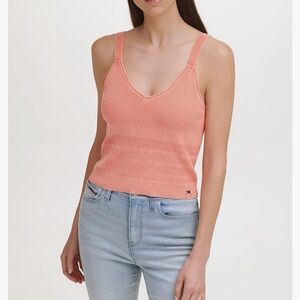 Tommy Hilfiger Women's Pink Ribbed Tank Top